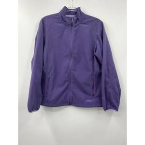 L.L. Bean Womens Fleece Jacket Purple Waist Length‎ Full Zip Pockets Collar L